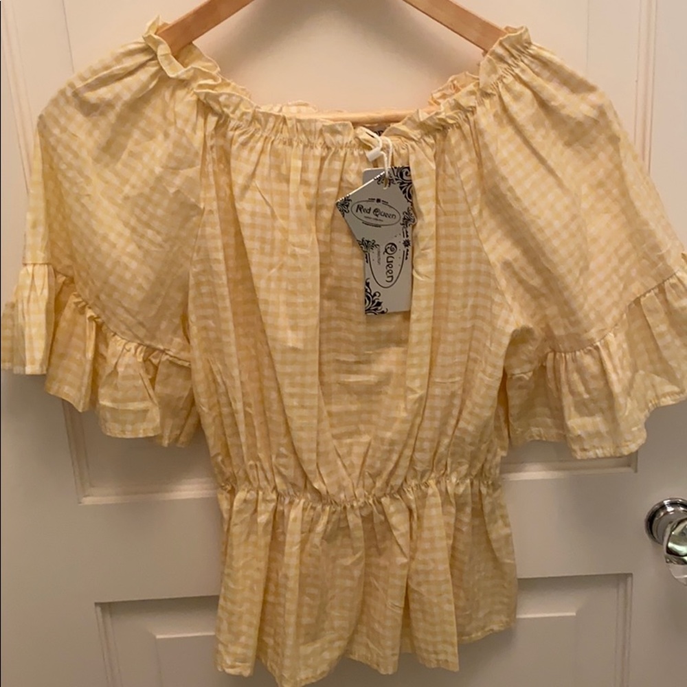 Vintage yellowed checked blouse